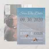 Ocean Liebe Beach Starfish Foto Save the Date Ankündigungspostkarte (Vorne/Hinten)