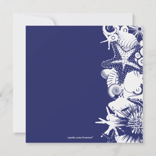 Ocean Liebe Navy Seashells Chic Brautparty Einladung (Rückseite)