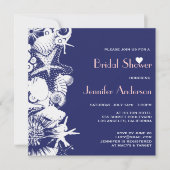 Ocean Liebe Navy Seashells Chic Brautparty Einladung (Vorderseite)