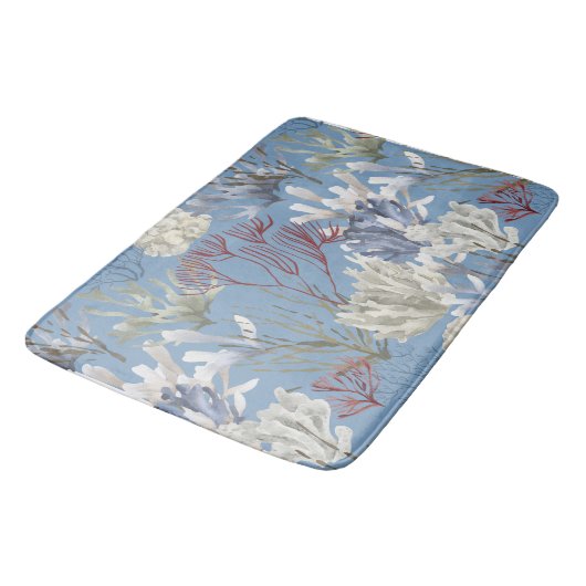 Ocean Life Blue Corals Badematte (Schrägansicht)