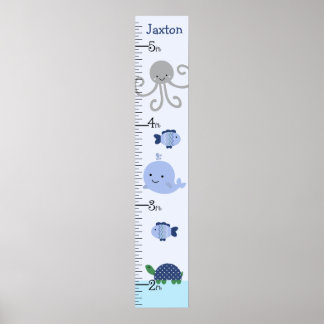 Ocean Life Blue Whale Growth Chart Behielt auf 8x4 Poster