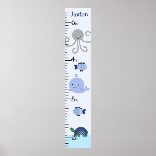 Ocean Life Blue Whale Growth Chart Behielt auf 8x4 Poster (Vorne)
