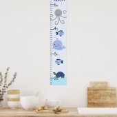 Ocean Life Blue Whale Growth Chart Behielt auf 8x4 Poster (Küche)
