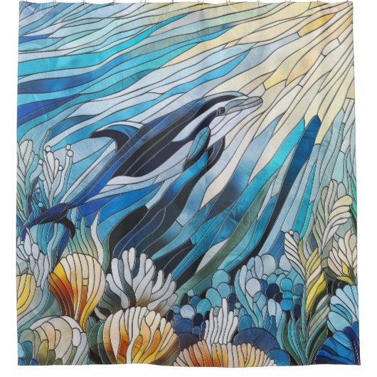 Ocean Life - Digital Art Mosaik Duschvorhang (Vorderseite)