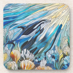 Ocean Life - Digital Art Mosaik Getränkeuntersetzer