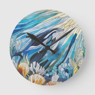 Ocean Life - Digital Art Mosaik Runde Wanduhr