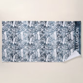 Ocean Life Manta Ray Monogram Strandtuch (Vorderseite)