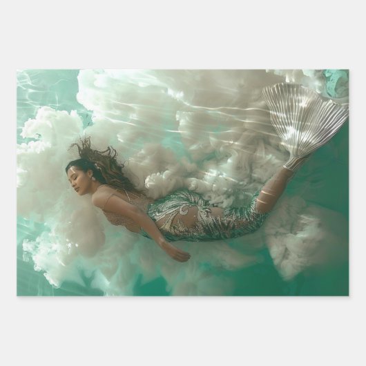 Ocean Life Meerjungfrau Dragon Octopus Decoupage Geschenkpapier Set (Vorderseite 3)