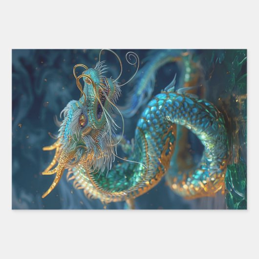 Ocean Life Meerjungfrau Dragon Octopus Decoupage Geschenkpapier Set (Vorderseite 2)