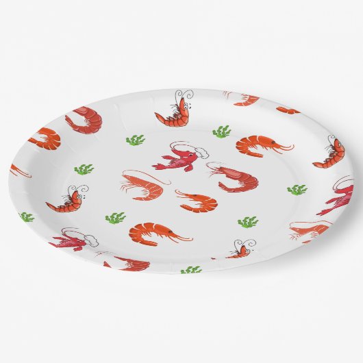 Ocean Life Red Shrimp Pappteller (Schrägansicht)