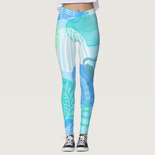 Ocean Life Seamless Pattern Leggings  (Vorderseite)