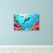 Ocean Life with Dolphin and Coral Reef Leinwanddruck (Insitu (Holzboden))