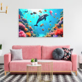 Ocean Life with Dolphin and Coral Reef Leinwanddruck (Insitu (Wohnzimmer))