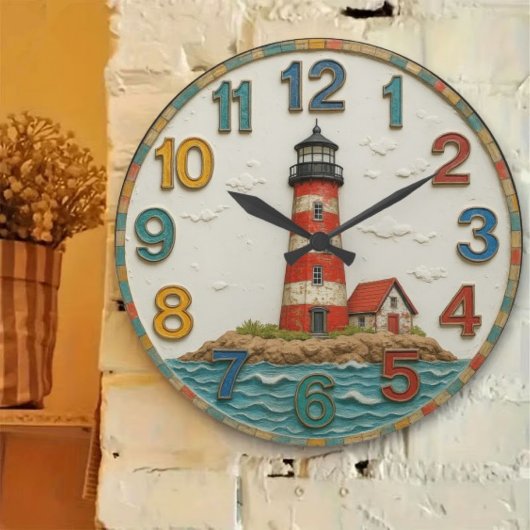 Ocean lighthouse coastal nautical seaside living große wanduhr