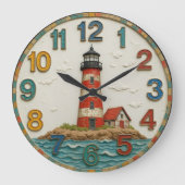 Ocean lighthouse coastal nautical seaside living große wanduhr (Vorderseite)