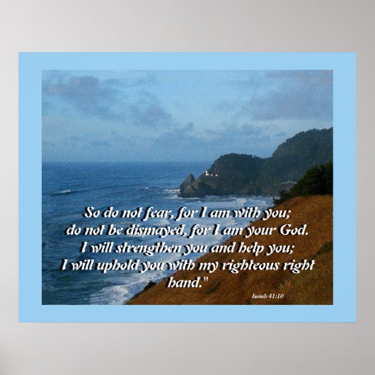 Ocean Lighthouse Isaiah 41:10 Print Poster (Vorne)