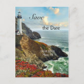 Ocean Lighthouse Save the Date Postkarte (Vorderseite)