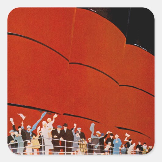 Ocean Liner Bon Voyage Quadratischer Aufkleber (Vorderseite)