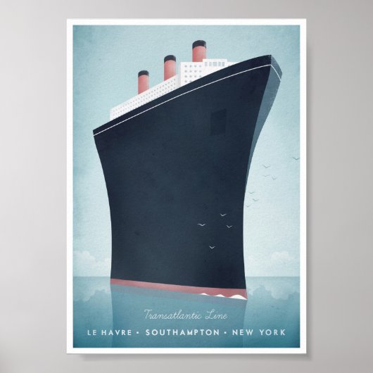 Ocean Liner Vintage Travel Poster (Vorne)