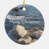 Ocean Lovers Blue Sea und Rocks Add Name Christmas Keramik Ornament (Hinten)