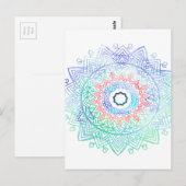 Ocean madala. Aqua Blue Pink Postkarte (Vorne/Hinten)
