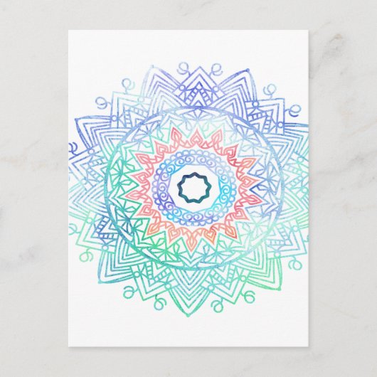 Ocean madala. Aqua Blue Pink Postkarte (Vorderseite)