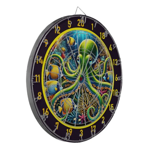 Ocean Majesty Octopus Dartboard Dartscheibe (Vorderseite Links)