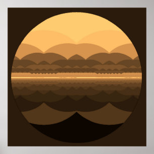 Ocean Mandala. Fraktal Landscape Print. Poster