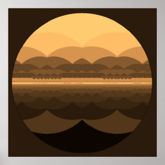 Ocean Mandala. Fraktal Landscape Print. Poster