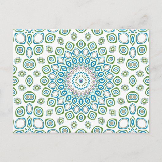 Ocean Mandala in Blau, Grau und Weiß Postkarte (Vorderseite)