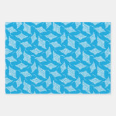 Ocean Manta Rays Polynesischer Stil Blau Weiß Geschenkpapier Set (Vorderseite 3)