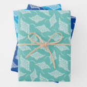 Ocean Manta Rays Polynesischer Stil Blau Weiß Geschenkpapier Set (Beispiel)