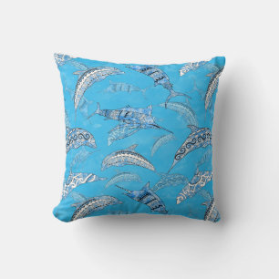 Ocean Marine Animals Dolphins Marlins Kissen