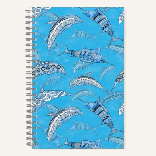 Ocean Marine Animals Dolphins Marlins Notizblock (Vorderseite)