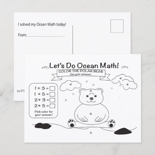 Ocean Math Coloring Postcard Postkarte (Vorne/Hinten)