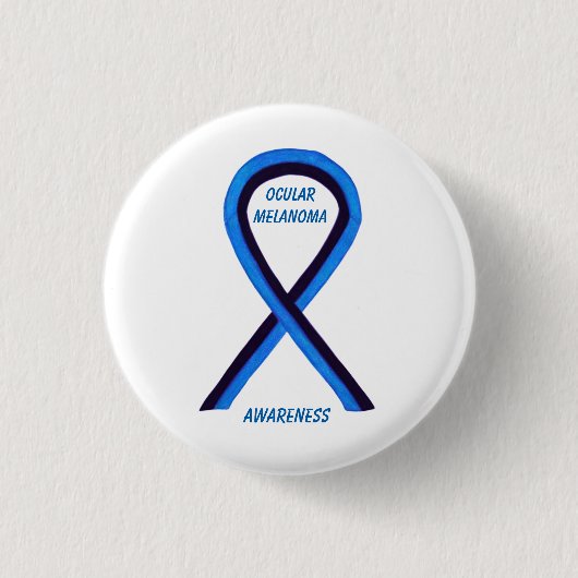 Ocean Melanoma Awareness Ribbon Angel Custom Butto Button (Vorderseite)