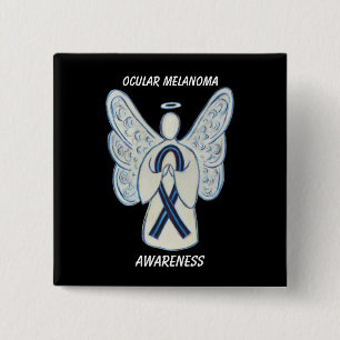 Ocean Melanoma Awareness Ribbon Angel Custom Butto Button