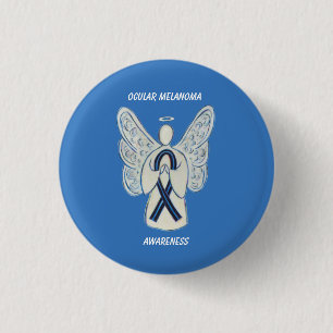 Ocean Melanoma Awareness Ribbon Angel Custom Butto Button