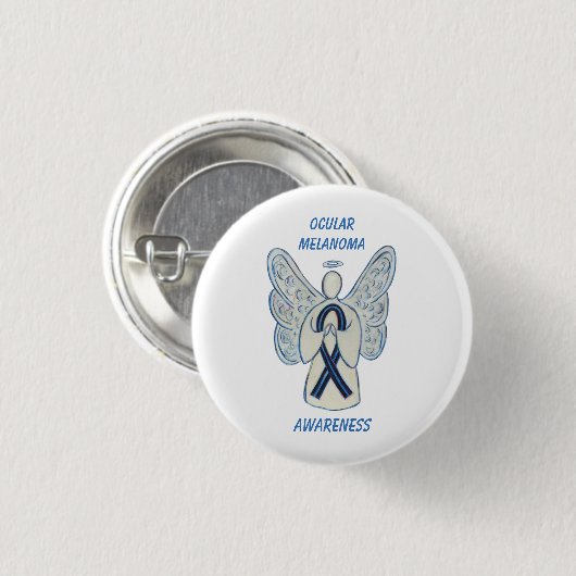 Ocean Melanoma Awareness Ribbon Angel Custom Butto Button (Vorne & Hinten)