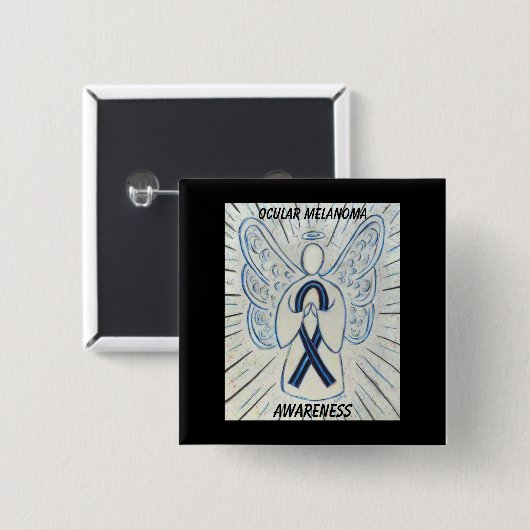 Ocean Melanoma Awareness Ribbon Angel Custom Butto Button (Vorne & Hinten)