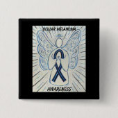 Ocean Melanoma Awareness Ribbon Angel Custom Butto Button (Vorderseite)