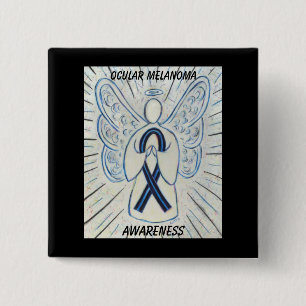 Ocean Melanoma Awareness Ribbon Angel Custom Butto Button