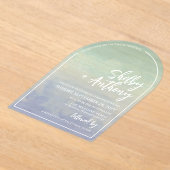 Ocean Mist Blue Aquamarin Arch Frame Wedding Acryleinladungen (Ablage )