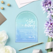 Ocean Mist Blue Aquamarin Arch Frame Wedding Acryleinladungen (Insitu (Hochzeit))