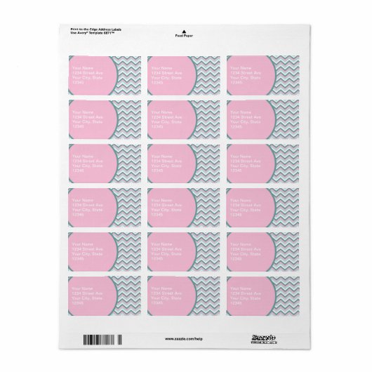 Ocean Mist Zickzack Muster Adressaufkleber (Vorne)