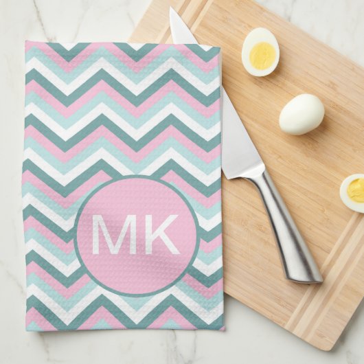 Ocean Mist Zickzack Muster Geschirrtuch (Viertel Falte)