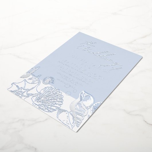 Ocean Modern Real Silver Foil Einladung (Gedreht)