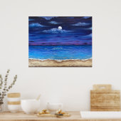 "Ocean Moon" Vollmond Beach Scene Poster drucken (Küche)