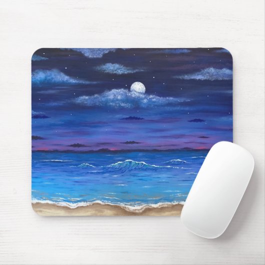 "Ocean Moon" Vollmond über Beach Scene Mouse Pad Mousepad (Mit Mouse)
