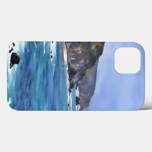Ocean Mountains Beach Art Phone Case (Rückseite (Horizontal))